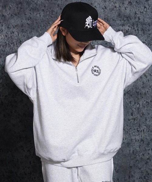 1111clothing(ワンフォークロージング)の「裏起毛 ロゴ刺繍 ハーフジップ スウェット / Half-zip sweatshirt with logo embroidery(スウェット・メンズ・アッシュ/ブラック/グレイッシュベージュ・M/L)」の13枚目の写真