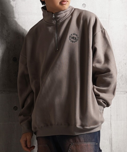 1111clothing(ワンフォークロージング)の「裏起毛 ロゴ刺繍 ハーフジップ スウェット / Half-zip sweatshirt with logo embroidery(スウェット・メンズ・アッシュ/ブラック/グレイッシュベージュ・M/L)」の18枚目の写真