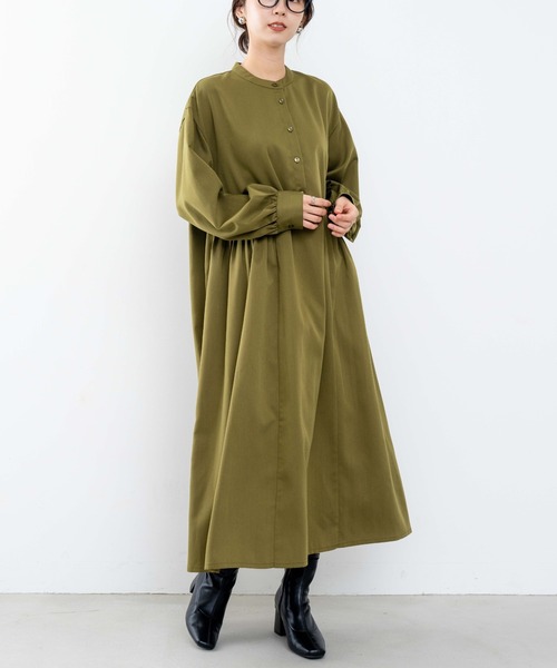 refinedworks（リファインドワークス）の「【refinedworks】 消しプリーツデザインのワンピース（ワンピース・レディース・オリーブ/ブラック・FREE）」の2枚目の写真