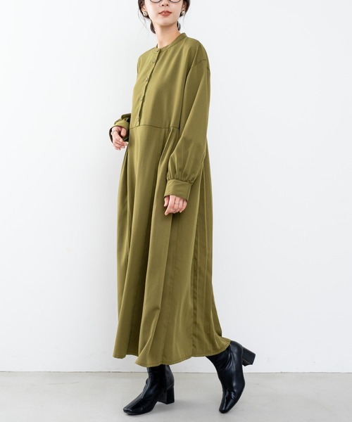 refinedworks（リファインドワークス）の「【refinedworks】 消しプリーツデザインのワンピース（ワンピース・レディース・オリーブ/ブラック・FREE）」の7枚目の写真