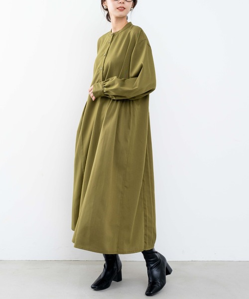 refinedworks（リファインドワークス）の「【refinedworks】 消しプリーツデザインのワンピース（ワンピース・レディース・オリーブ/ブラック・FREE）」の9枚目の写真