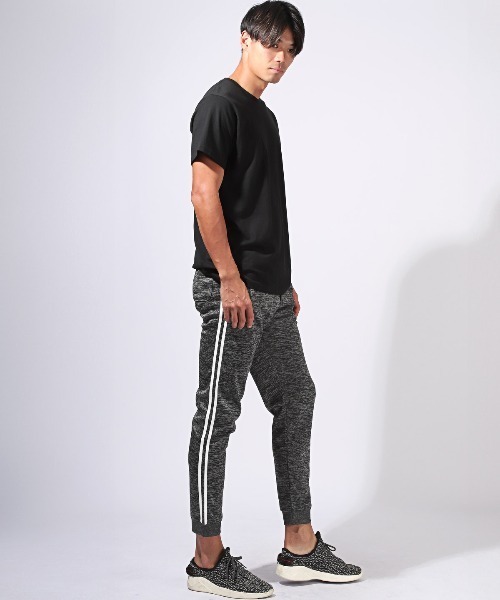 LUXSTYLE（ラグスタイル）の「2本ラインジョガーパンツ（スウェットパンツ・メンズ・ブラックミックス/杢グレー/ブラック・M/L/XL）」の9枚目の写真