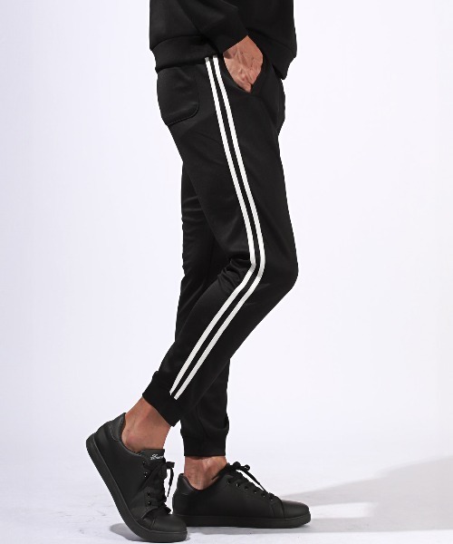 LUXSTYLE（ラグスタイル）の「2本ラインジョガーパンツ（スウェットパンツ・メンズ・ブラックミックス/杢グレー/ブラック・M/L/XL）」の10枚目の写真