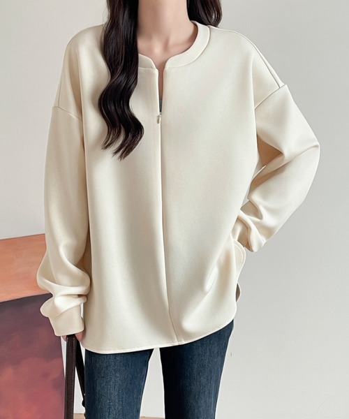 ABITOKYO(アビトーキョー)の「ハーフジップキーネック段ボールスウェット(スウェット・レディース・アイボリー/ブラック/グレー・M/L/XL)」の4枚目の写真