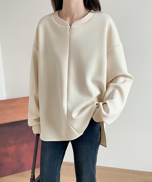 ABITOKYO(アビトーキョー)の「ハーフジップキーネック段ボールスウェット(スウェット・レディース・アイボリー/ブラック/グレー・M/L/XL)」の5枚目の写真