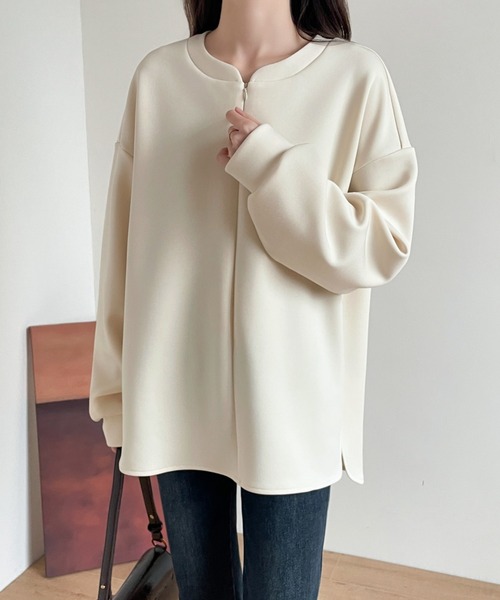 ABITOKYO(アビトーキョー)の「ハーフジップキーネック段ボールスウェット(スウェット・レディース・アイボリー/ブラック/グレー・M/L/XL)」の8枚目の写真