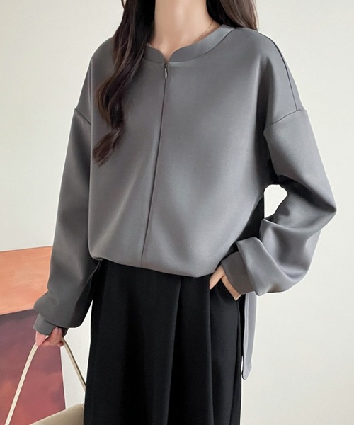 ABITOKYO(アビトーキョー)の「ハーフジップキーネック段ボールスウェット(スウェット・レディース・アイボリー/ブラック/グレー・M/L/XL)」の13枚目の写真