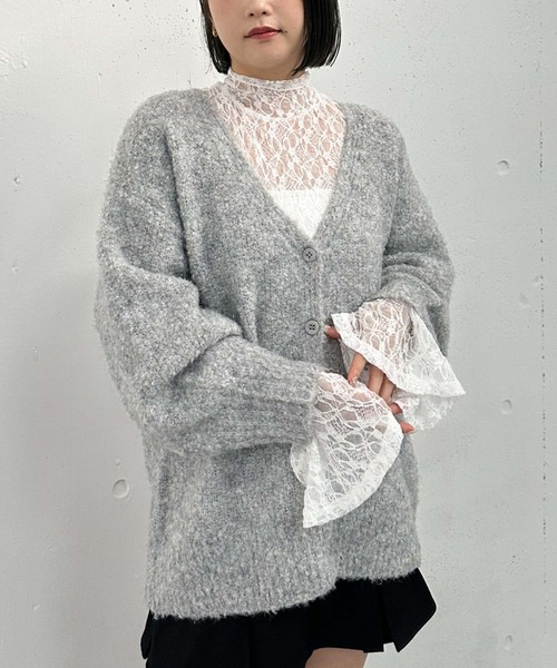 archives（アルシーヴ）の「カットレースハイネックＴＯＰＳ（Tシャツ/カットソー・レディース・ブラック/オフホワイト/グレー・MEDIUM）」の3枚目の写真