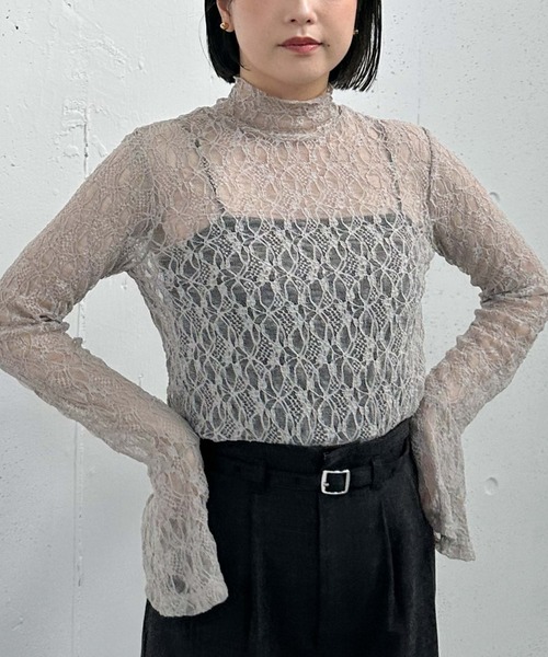 archives（アルシーヴ）の「カットレースハイネックＴＯＰＳ（Tシャツ/カットソー・レディース・ブラック/オフホワイト/グレー・MEDIUM）」の4枚目の写真