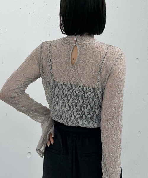 archives（アルシーヴ）の「カットレースハイネックＴＯＰＳ（Tシャツ/カットソー・レディース・ブラック/オフホワイト/グレー・MEDIUM）」の6枚目の写真