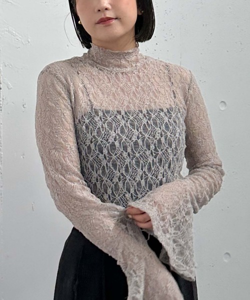 archives（アルシーヴ）の「カットレースハイネックＴＯＰＳ（Tシャツ/カットソー・レディース・ブラック/オフホワイト/グレー・MEDIUM）」の5枚目の写真