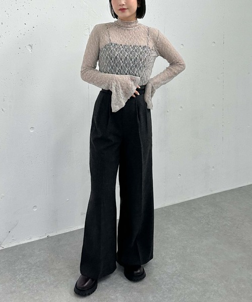 archives（アルシーヴ）の「カットレースハイネックＴＯＰＳ（Tシャツ/カットソー・レディース・ブラック/オフホワイト/グレー・MEDIUM）」の7枚目の写真