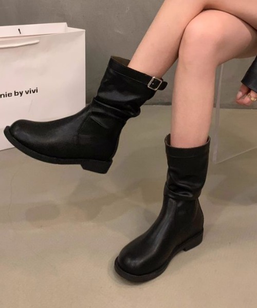 mebole(メボレ)の「バックルミドルブーツ(ブーツ・レディース・ベージュ/ブラウン/ブラック・LARGE/MEDIUM/SMALL)」の6枚目の写真