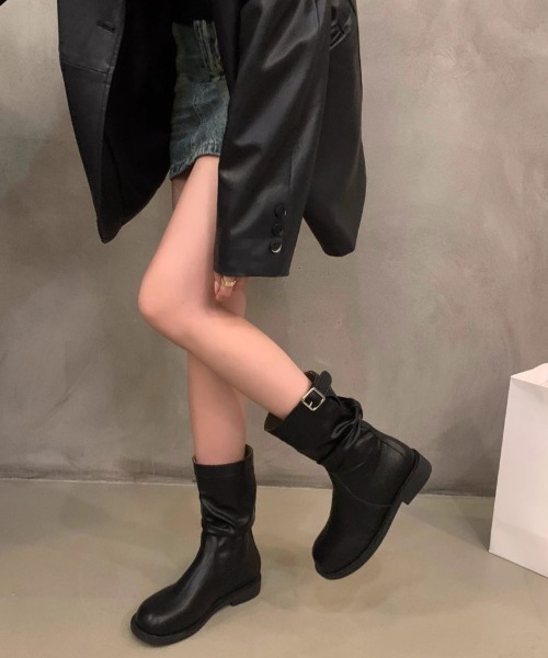 mebole(メボレ)の「バックルミドルブーツ(ブーツ・レディース・ベージュ/ブラウン/ブラック・LARGE/MEDIUM/SMALL)」の8枚目の写真