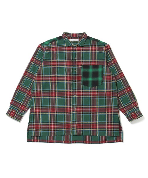  j.n.r.d（ジェー・エヌ・アール・ディー）の「アザーチェックコンビシャツ（シャツ/ブラウス・メンズ・ネイビー/レッド/グリーン・L/LL/M）」の4枚目の写真