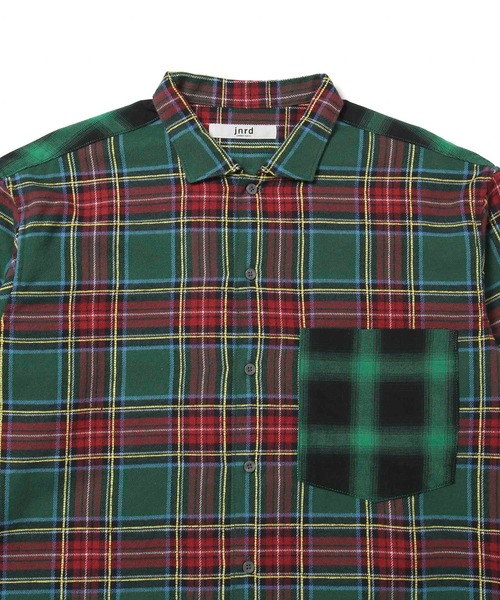  j.n.r.d（ジェー・エヌ・アール・ディー）の「アザーチェックコンビシャツ（シャツ/ブラウス・メンズ・ネイビー/レッド/グリーン・L/LL/M）」の6枚目の写真