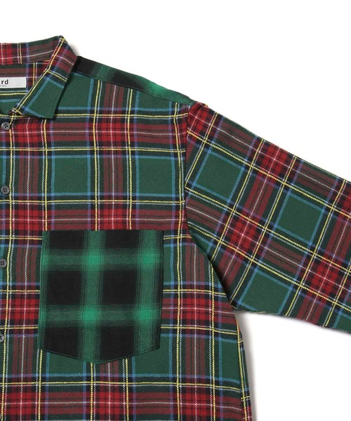  j.n.r.d（ジェー・エヌ・アール・ディー）の「アザーチェックコンビシャツ（シャツ/ブラウス・メンズ・ネイビー/レッド/グリーン・L/LL/M）」の7枚目の写真