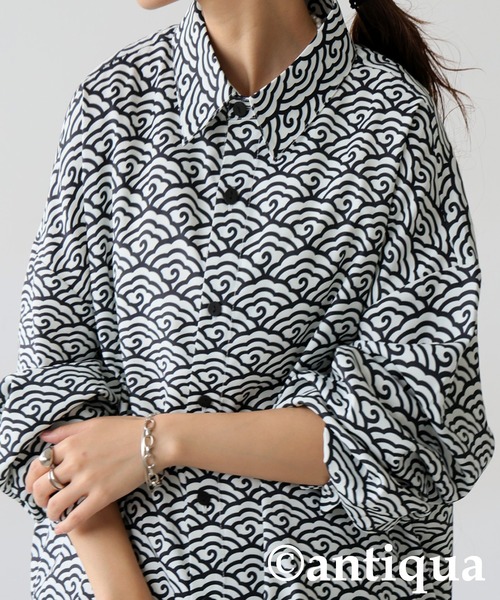 雲青海波柄シャツ（シャツ/ブラウス）｜antiqua（アンティカ）の