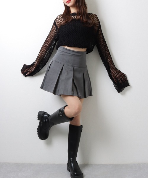 Lace Ladies(レースレディース)の「ラウンドネック スケルトン メッシュ 長袖 トップス(その他トップス・レディース・グレー/ブラック/ベージュ/ホワイト/ブラウン/グリーン・M/XL)」の8枚目の写真