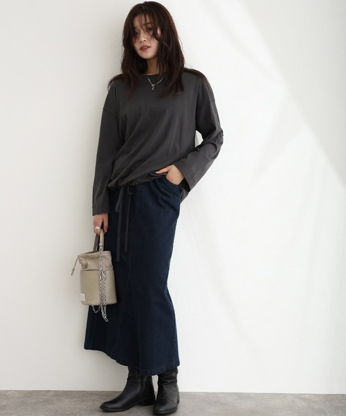 ElegChic(エレグシック)の「ウエストリブセミ タイト デニム スカート (デニムスカート・レディース・ネイビー/ブルー/ネイビー系・M/L/XL/XXL/4L)」の1枚目の写真