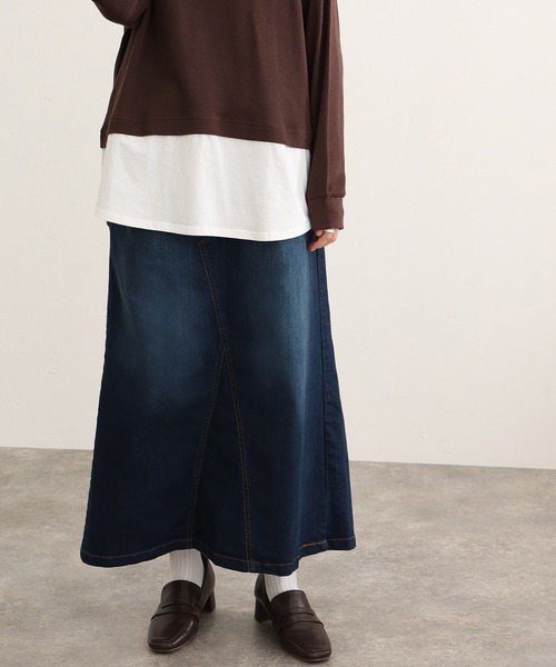 ElegChic(エレグシック)の「ウエストリブセミ タイト デニム スカート (デニムスカート・レディース・ネイビー/ブルー/ネイビー系・M/L/XL/XXL/4L)」の2枚目の写真