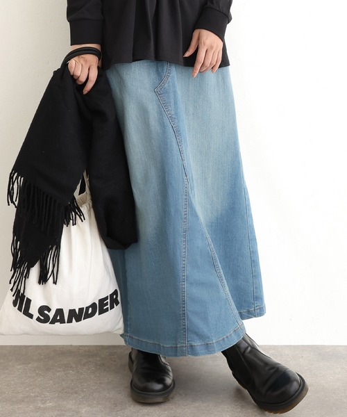 ElegChic(エレグシック)の「ウエストリブセミ タイト デニム スカート (デニムスカート・レディース・ネイビー/ブルー/ネイビー系・M/L/XL/XXL/4L)」の4枚目の写真