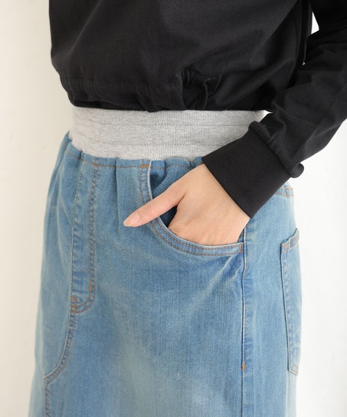 ElegChic(エレグシック)の「ウエストリブセミ タイト デニム スカート (デニムスカート・レディース・ネイビー/ブルー/ネイビー系・M/L/XL/XXL/4L)」の17枚目の写真