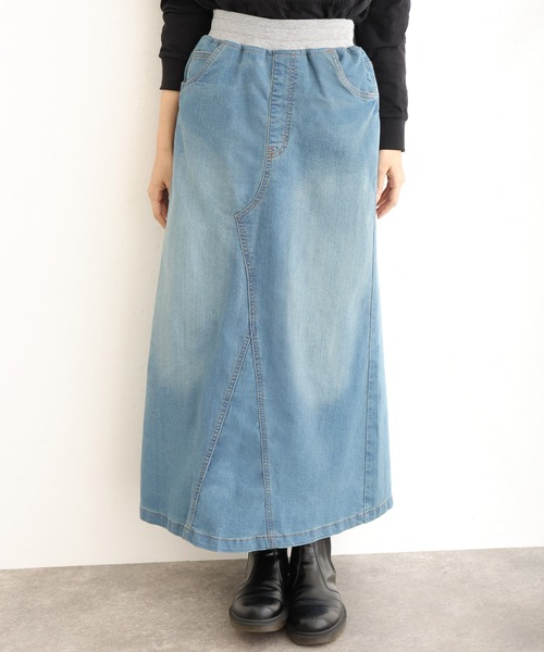 ElegChic(エレグシック)の「ウエストリブセミ タイト デニム スカート (デニムスカート・レディース・ネイビー/ブルー/ネイビー系・M/L/XL/XXL/4L)」の19枚目の写真