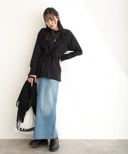 ElegChic(エレグシック)の「ウエストリブセミ タイト デニム スカート (デニムスカート・レディース・ネイビー/ブルー/ネイビー系・M/L/XL/XXL/4L)」の21枚目の写真
