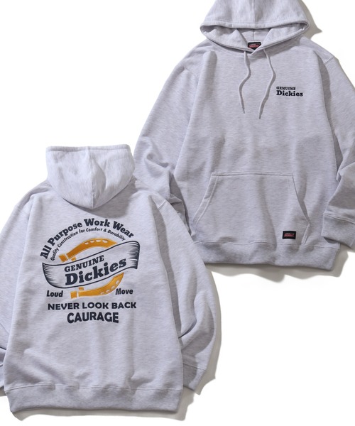 Dickies（ディッキーズ）の「【GENUINE DICKIES/ジェニュインディッキーズ】 裏毛 刺繍＆プリント プルオーバー 長袖 パーカー（パーカー・メンズ・アッシュグレー/ブルー/杢グレー/スミクロ・XL/M/L）」の4枚目の写真