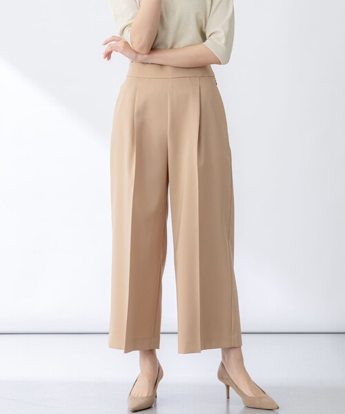 ベネクス　ガウチョパンツ　ベージュ 名品 / マルチサイズ / 洗える》ドライタッチリネン混ガウチョパンツ