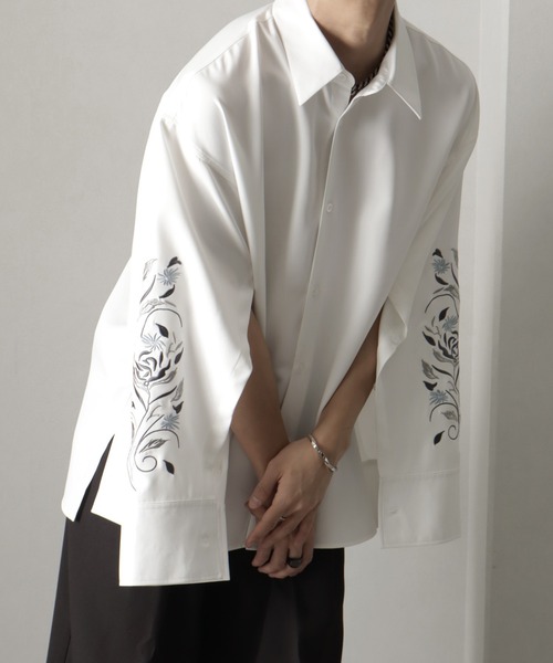 welise（ウェライズ）の「【welise/ウェライズ】HANASODE-アームボタンスリット袖刺繍デザインシャツ（シャツ/ブラウス・メンズ・ホワイト/ブラック・M/L）」の17枚目の写真