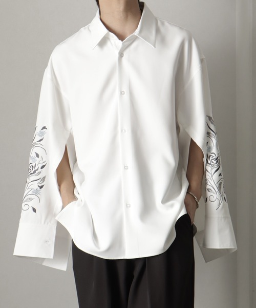welise（ウェライズ）の「【welise/ウェライズ】HANASODE-アームボタンスリット袖刺繍デザインシャツ（シャツ/ブラウス・メンズ・ホワイト/ブラック・M/L）」の18枚目の写真