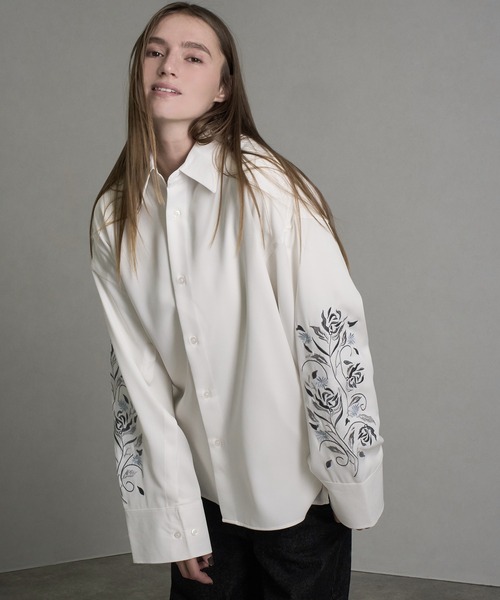 welise（ウェライズ）の「【welise/ウェライズ】HANASODE-アームボタンスリット袖刺繍デザインシャツ（シャツ/ブラウス・メンズ・ホワイト/ブラック・M/L）」の19枚目の写真