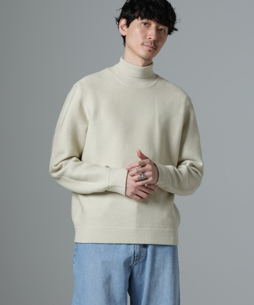 NANO universe（ナノユニバース）の「MIXガーターニット（ニット/セーター・メンズ・ブラック/ライトベージュ/ネイビー・L/M）」の4枚目の写真