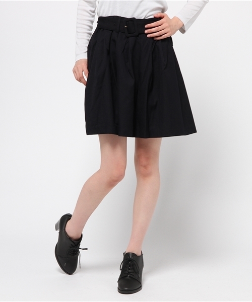 earth music&ecology（アースミュージックアンドエコロジー）の「ベルト付きタックキュロットパンツ（その他パンツ・レディース・カーキ/ネイビー/ウッド/キャメル・FREE）」の3枚目の写真