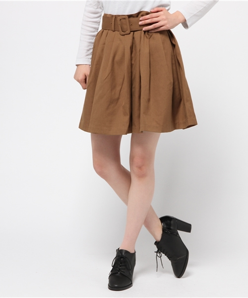 earth music&ecology（アースミュージックアンドエコロジー）の「ベルト付きタックキュロットパンツ（その他パンツ・レディース・カーキ/ネイビー/ウッド/キャメル・FREE）」の7枚目の写真