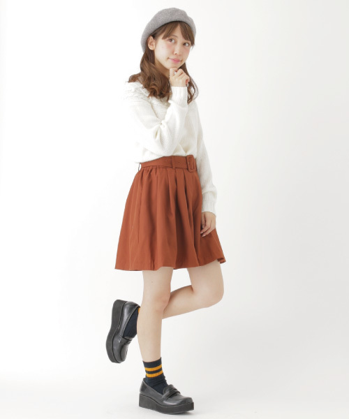 earth music&ecology（アースミュージックアンドエコロジー）の「ベルト付きタックキュロットパンツ（その他パンツ・レディース・カーキ/ネイビー/ウッド/キャメル・FREE）」の9枚目の写真