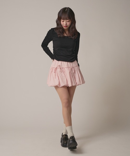 スカート BABY RIBBON BALOON SKIRT セール】△Ribbon Balloon Mini Skirt / リボンバルーンミニスカート