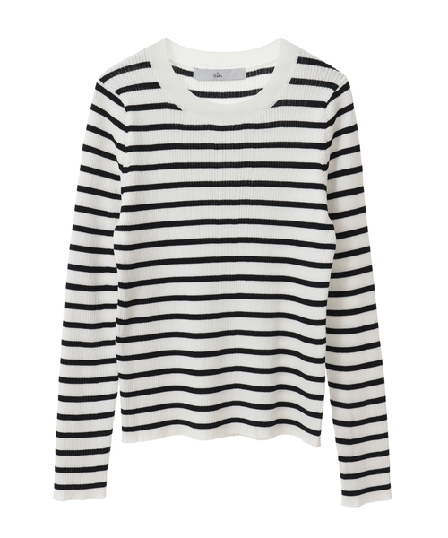 Tiara（ティアラ）の「ゴールドボタンリブニット（ニット/セーター・レディース・ホワイト×ブラック/ネイビー/ホワイト・FREE）」の9枚目の写真