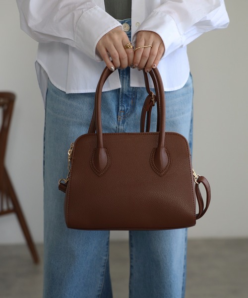 GUSCIO（グッシオ）の「【グッシオベーシック】ミニボストンバッグ　２ＷＡＹ　ショルダー付（ボストンバッグ・レディース・ベージュ系その他/ブラック/グリーン/グレイッシュベージュ/ダークグレー/ダークブラウン・FREE）」の22枚目の写真