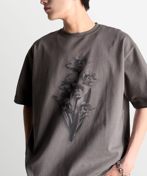CABaN キャバン 2023SS プリントTシャツ 花 ロゴ コットン S 黒