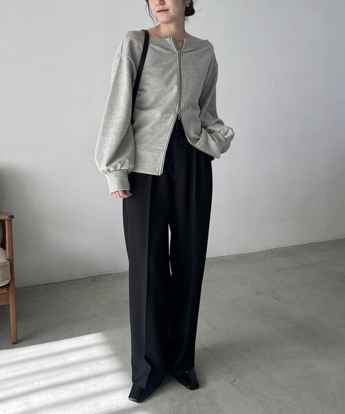 CAPRICIEUX LE'MAGE(カプリシューレマージュ)の「Wジップボートネックスウェット(Tシャツ/カットソー・レディース・グレー/ブラック/ホワイト系その他・FREE)」の21枚目の写真