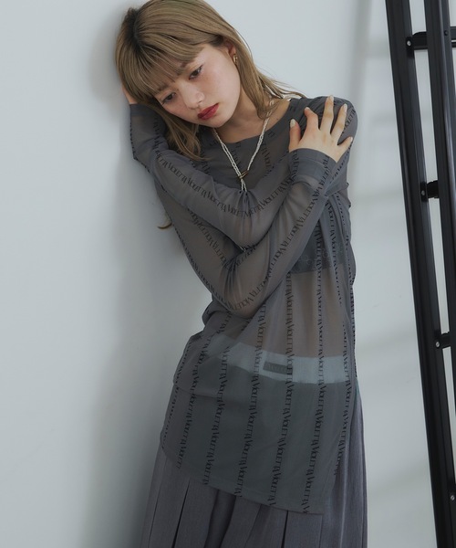 tシャツ モチーフチュールシアートップス レディース dazzlin tシャツ モチーフチュールシアートップス レディース