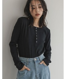 [2025SS COLLECTION]リブカットソーヘンリーネックロングＴシャツ