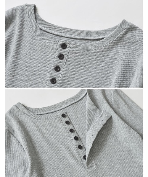 Re:EDIT（リエディ）の「[2025SS COLLECTION]リブカットソーヘンリーネックロングＴシャツ（Tシャツ/カットソー・レディース・グレー/ブルー/ブラック/アイボリー・MEDIUM/LARGE）」の11枚目の写真