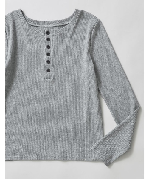 Re:EDIT（リエディ）の「[2025SS COLLECTION]リブカットソーヘンリーネックロングＴシャツ（Tシャツ/カットソー・レディース・グレー/ブルー/ブラック/アイボリー・MEDIUM/LARGE）」の10枚目の写真