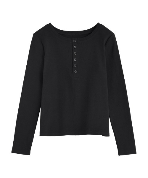 Re:EDIT（リエディ）の「[2025SS COLLECTION]リブカットソーヘンリーネックロングＴシャツ（Tシャツ/カットソー・レディース・グレー/ブルー/ブラック/アイボリー・MEDIUM/LARGE）」の8枚目の写真