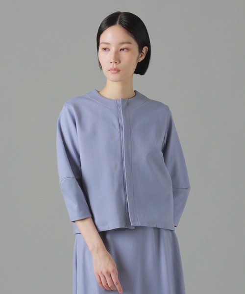 ZUCCa(ズッカ)の「CNポンチ / 羽織り / (O)(テーラードジャケット・レディース・ベージュ/ライトブルー/ブラック・M size)」の1枚目の写真