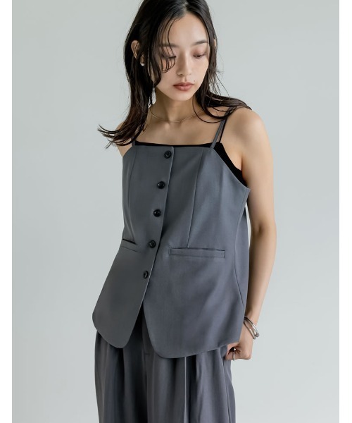 タグ付き未使用　COACH コーチ　リボン　ビスチェ　ペプラム　キャミソール 新色追加][オケージョン セレモニー]ストレッチミックスツイル